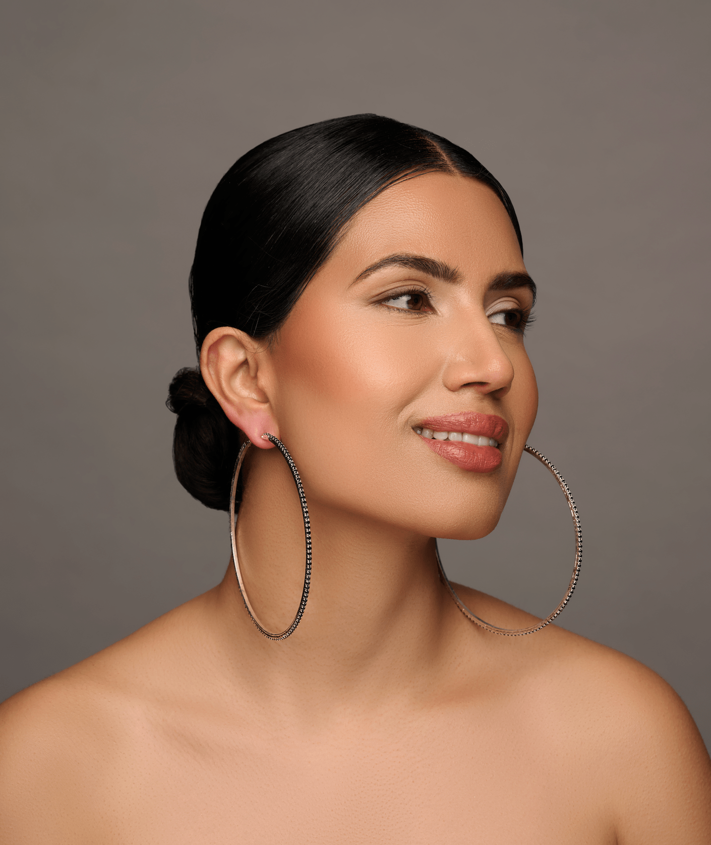 10CM Black Rhinestones Statement Hoop Earrings - Fatisha Boutique