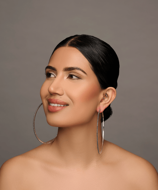 10CM Black Rhinestones Statement Hoop Earrings - Fatisha Boutique