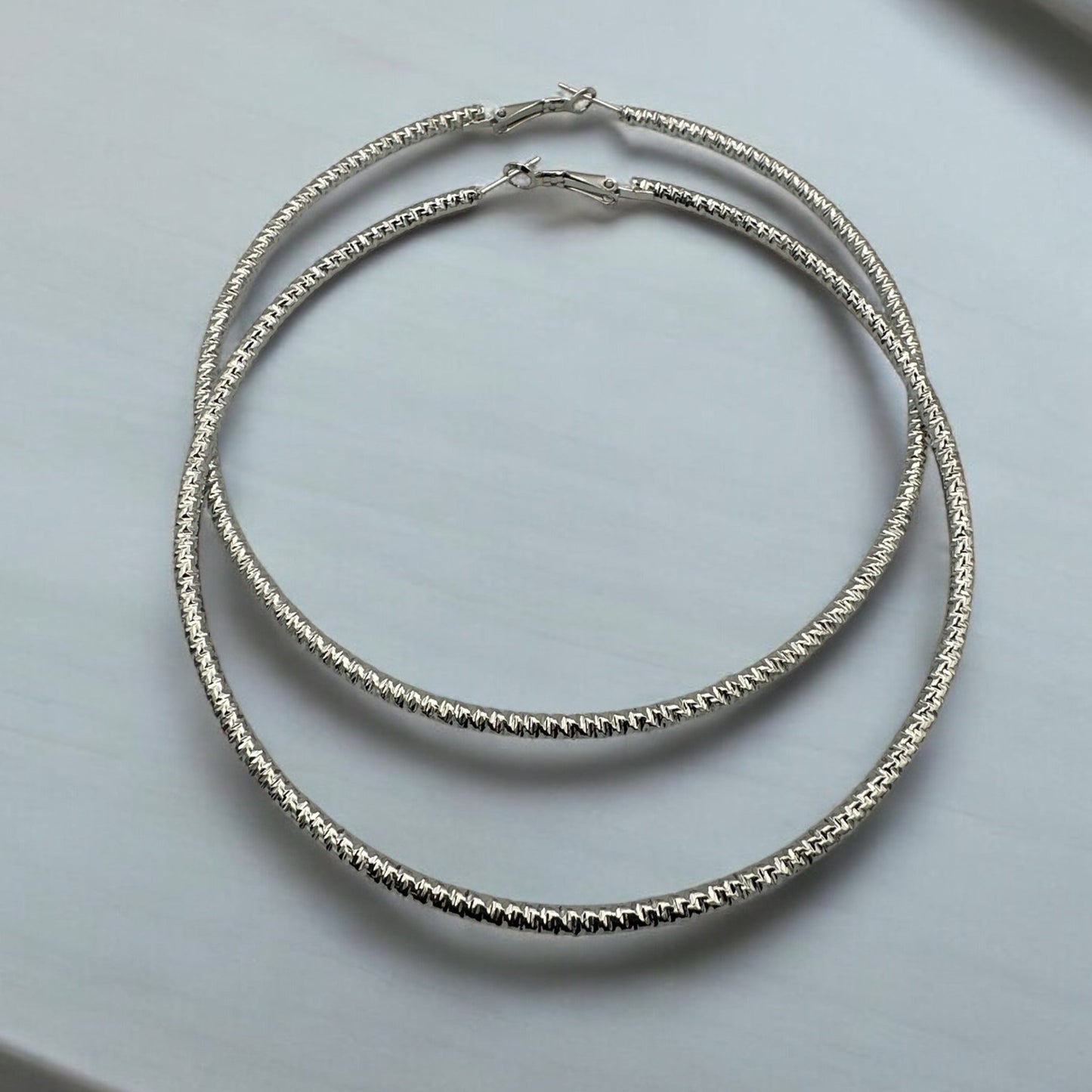 10cm Large Bold Textured Statement Hoop Earrings - Fatisha Boutique