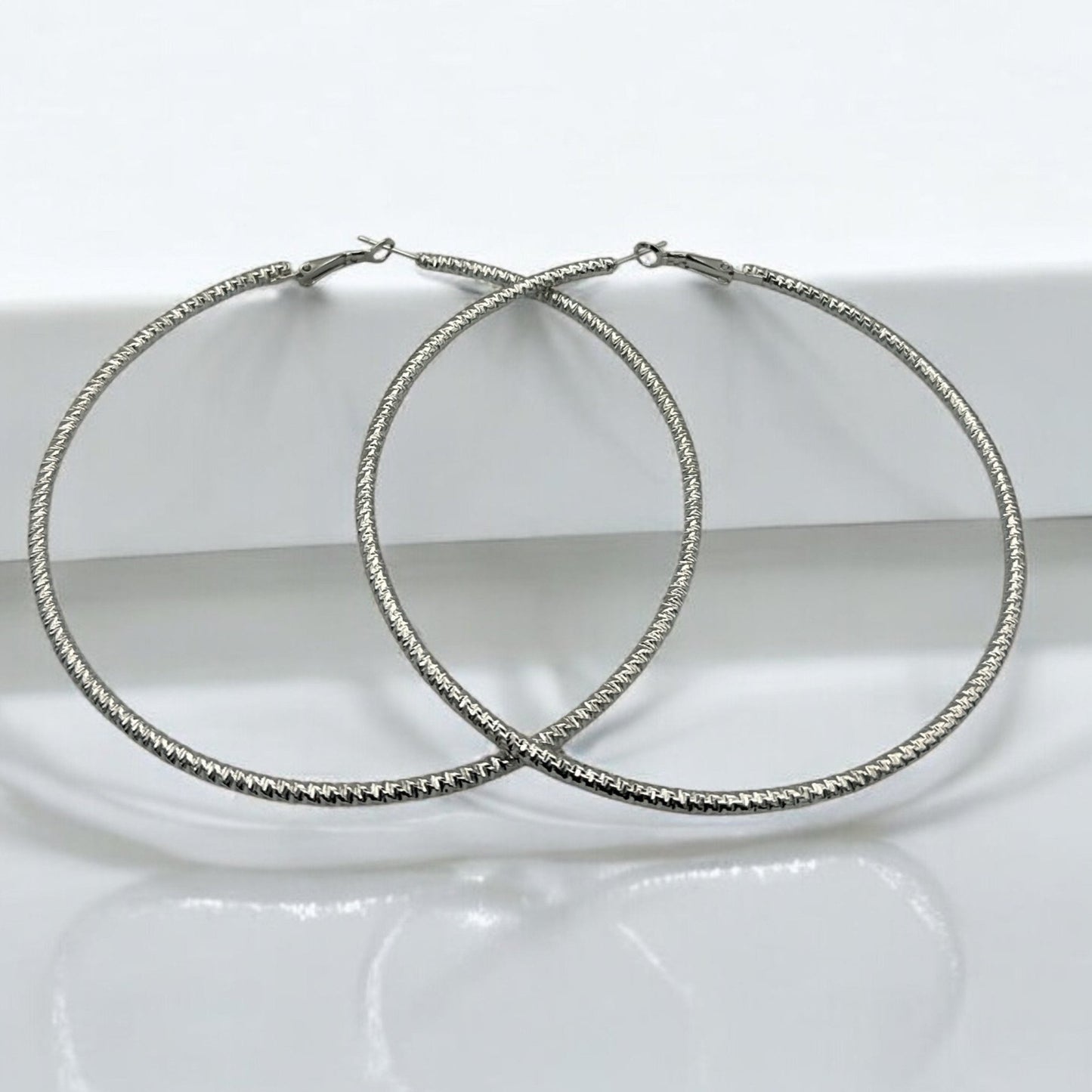 10cm Large Bold Textured Statement Hoop Earrings - Fatisha Boutique