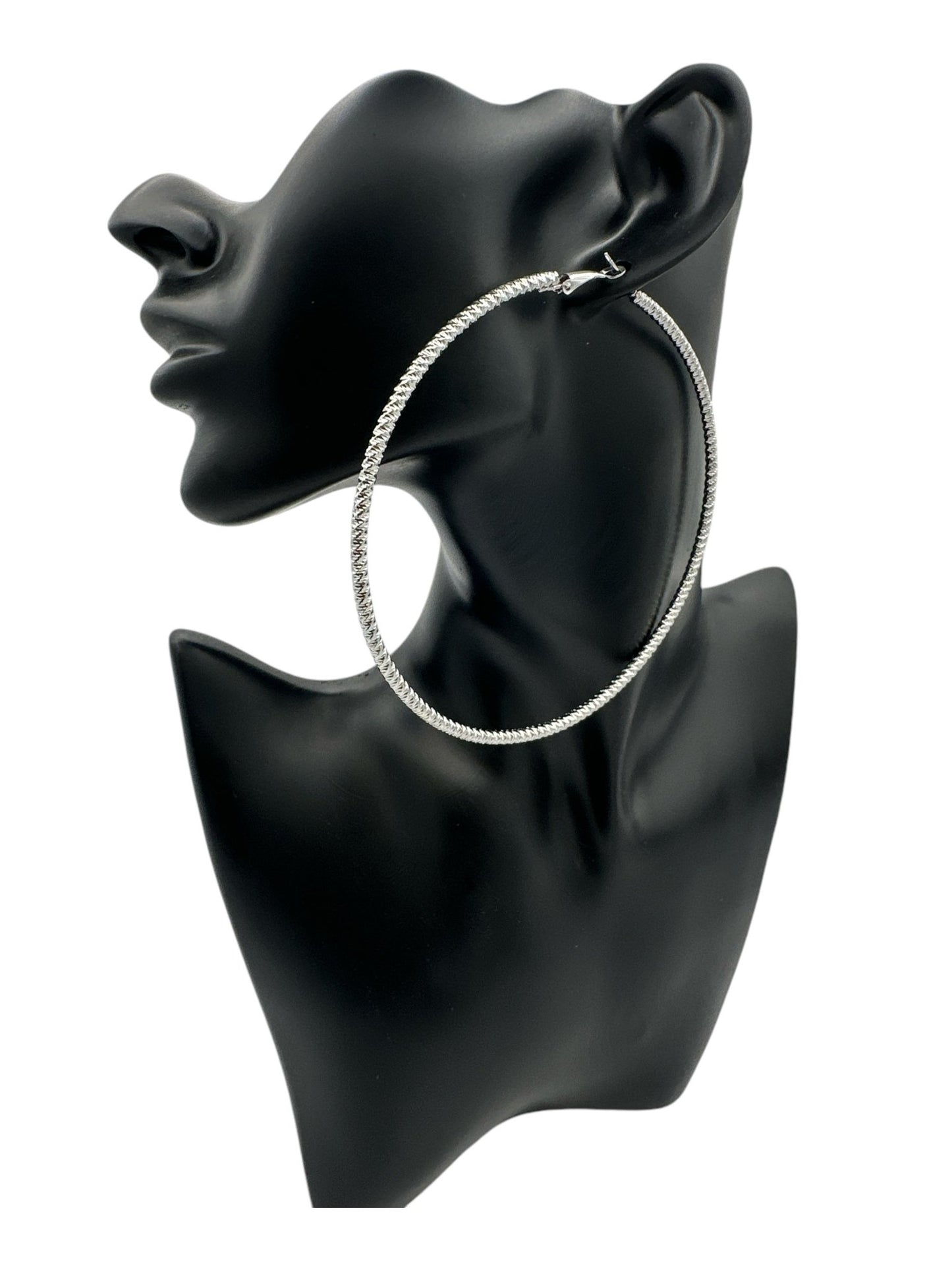 10cm Large Bold Textured Statement Hoop Earrings - Fatisha Boutique
