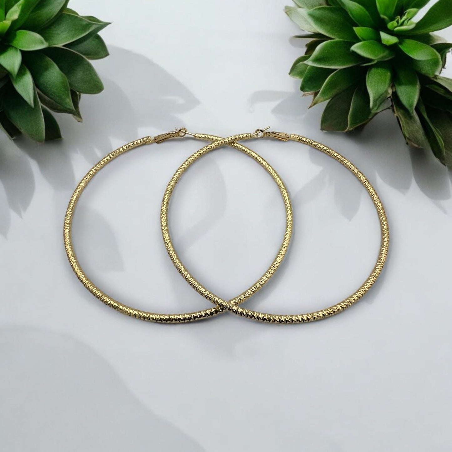 10cm Large Bold Textured Statement Hoop Earrings - Fatisha Boutique