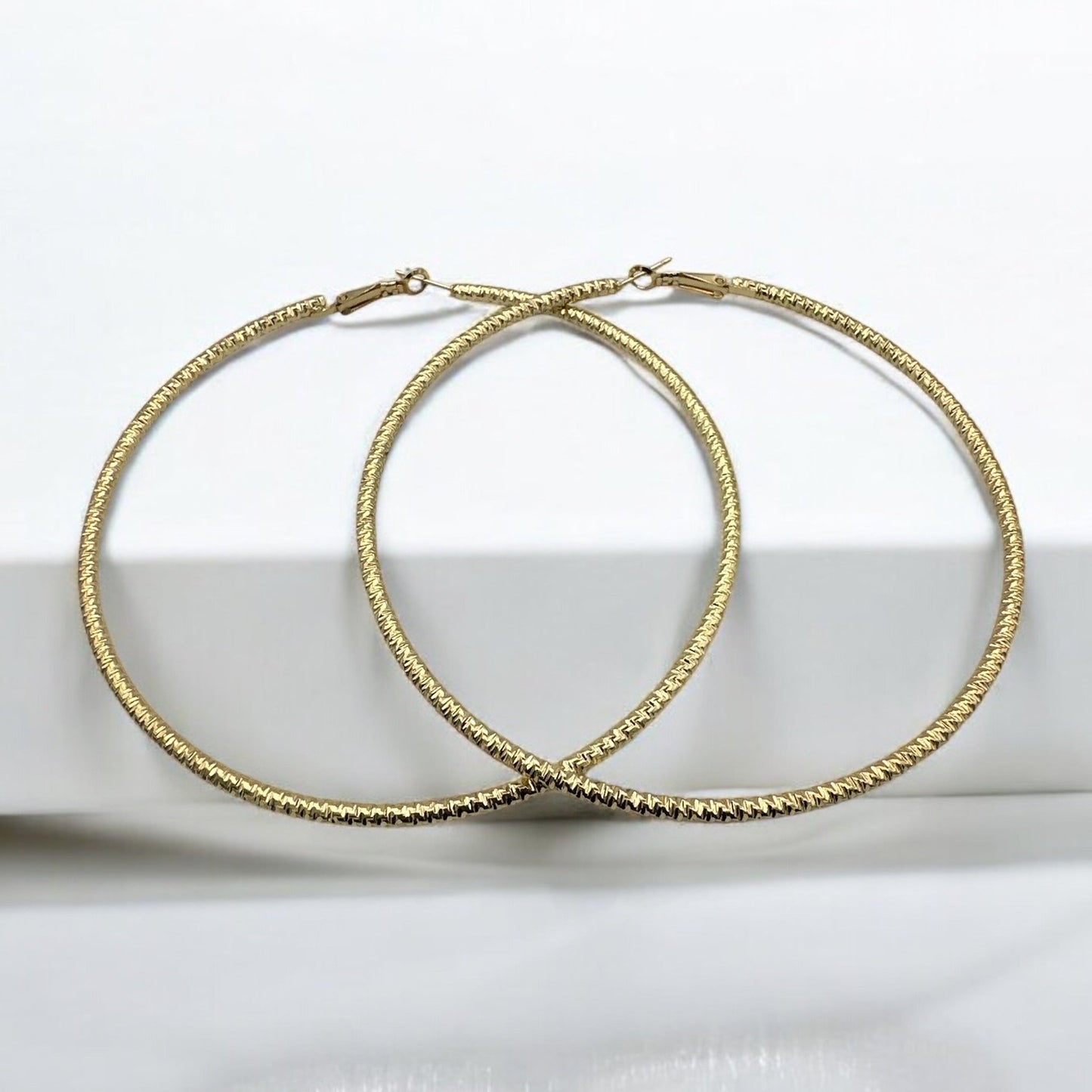 10cm Large Bold Textured Statement Hoop Earrings - Fatisha Boutique