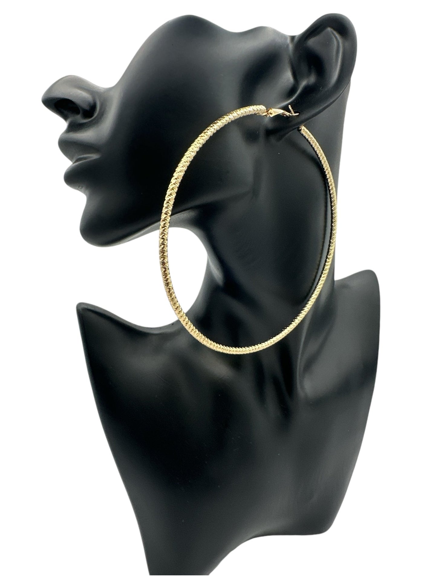 10cm Large Bold Textured Statement Hoop Earrings - Fatisha Boutique
