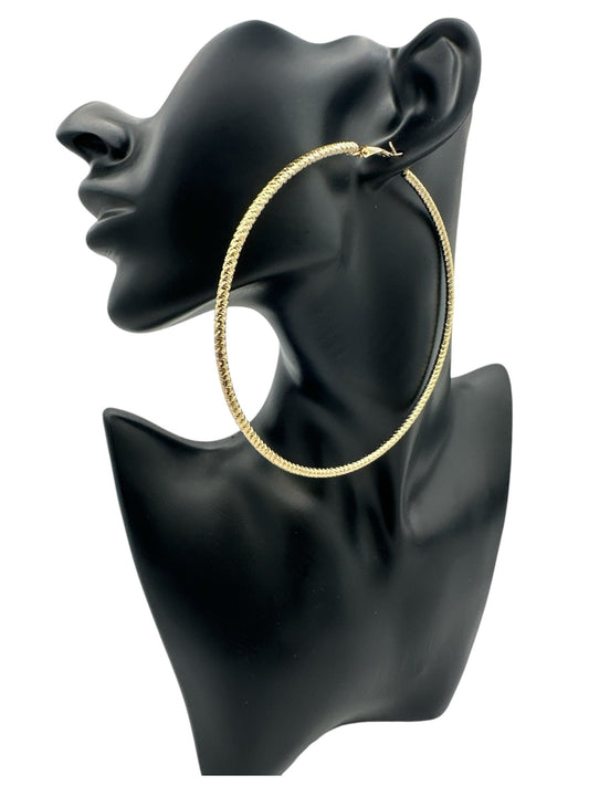10cm Large Bold Textured Statement Hoop Earrings - Fatisha Boutique