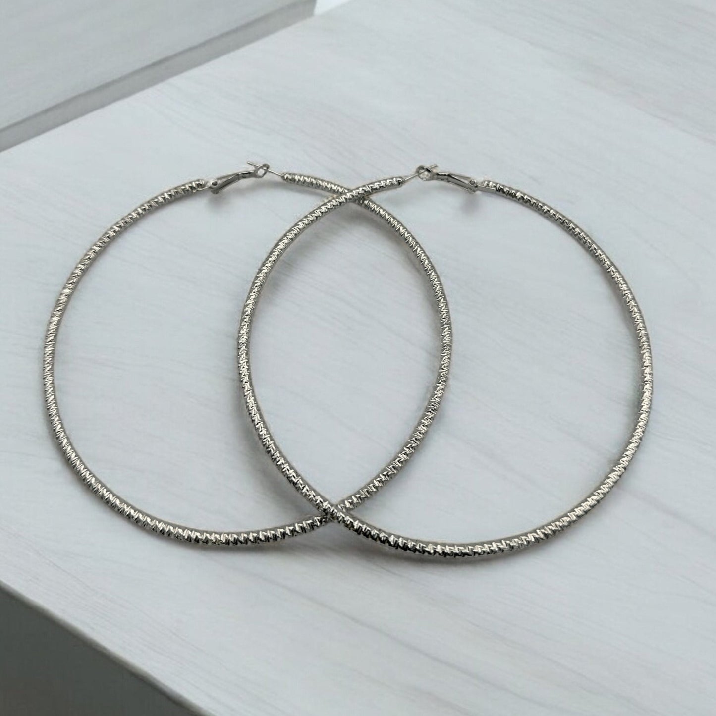 10cm Large Bold Textured Statement Hoop Earrings - Fatisha Boutique