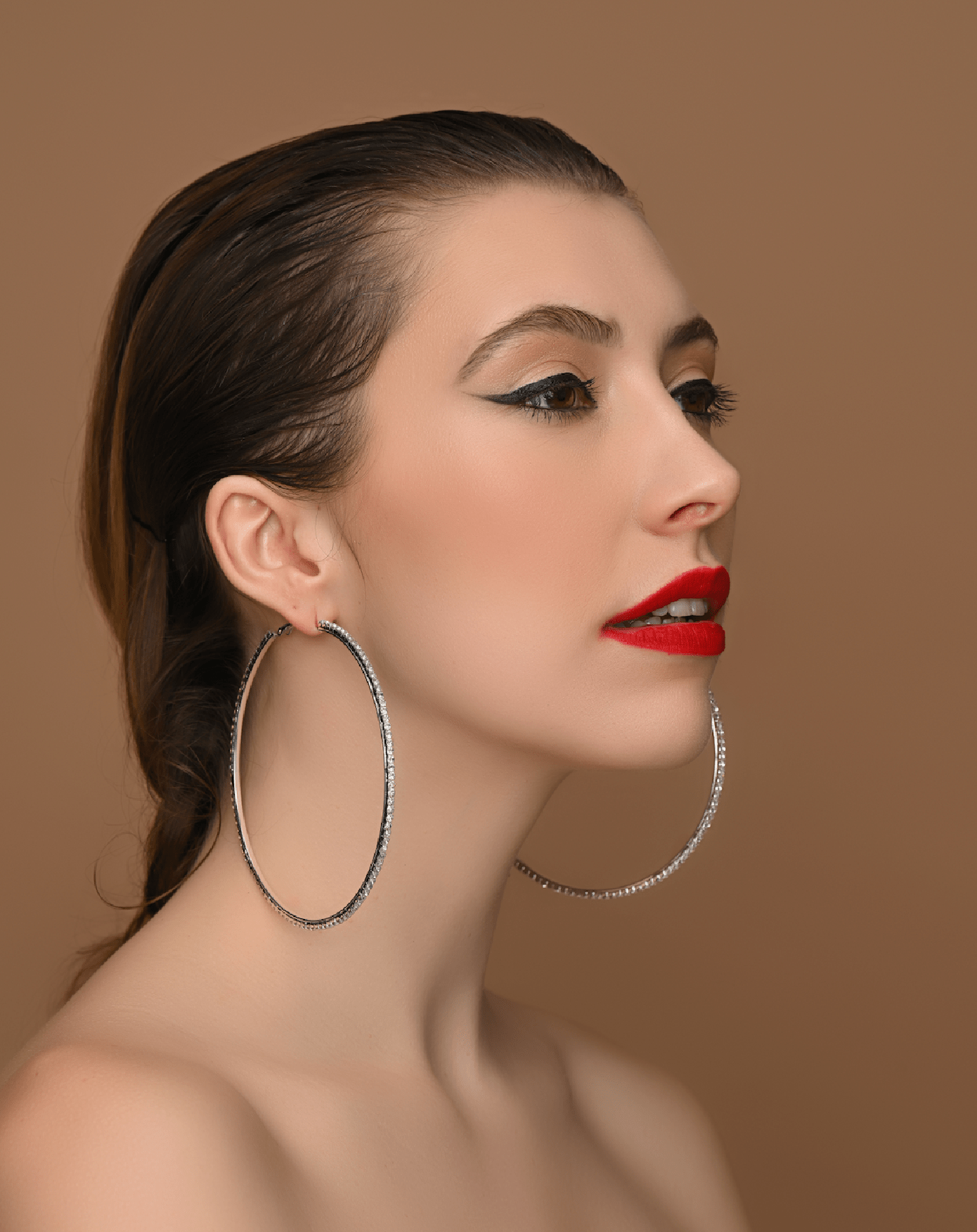 10CM Large Silver Trendy Rhinestone Statement Hoop Earrings - Fatisha Boutique