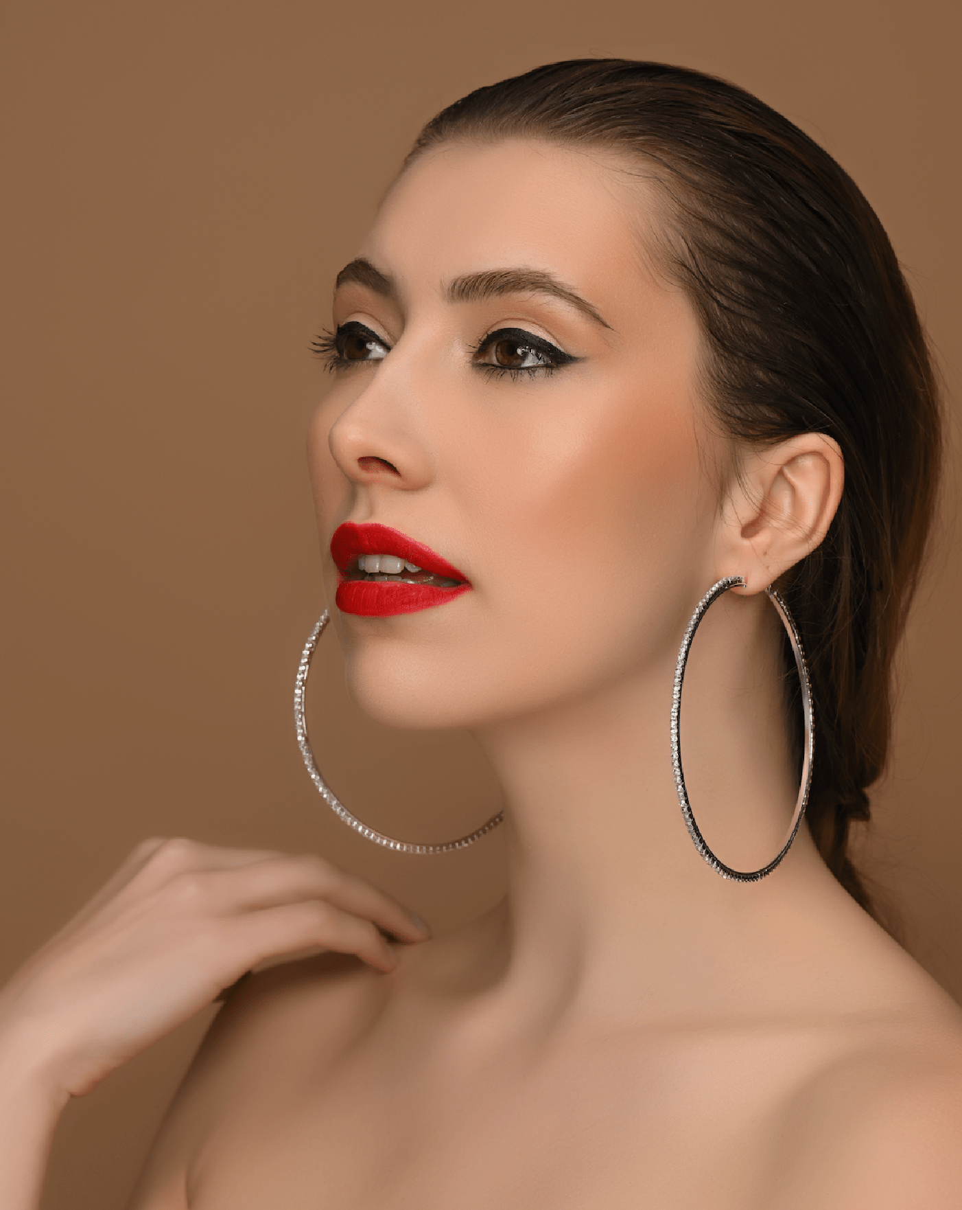 10CM Large Silver Trendy Rhinestone Statement Hoop Earrings - Fatisha Boutique