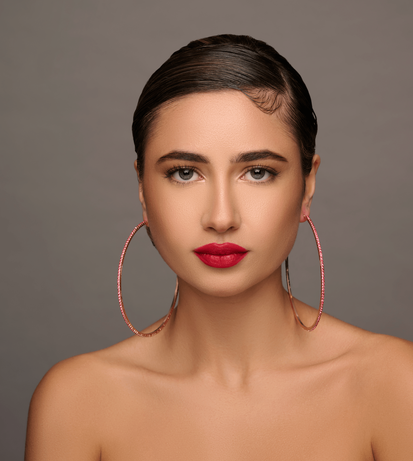 10CM Pink Rhinestones Statement Hoop Earrings - Fatisha Boutique
