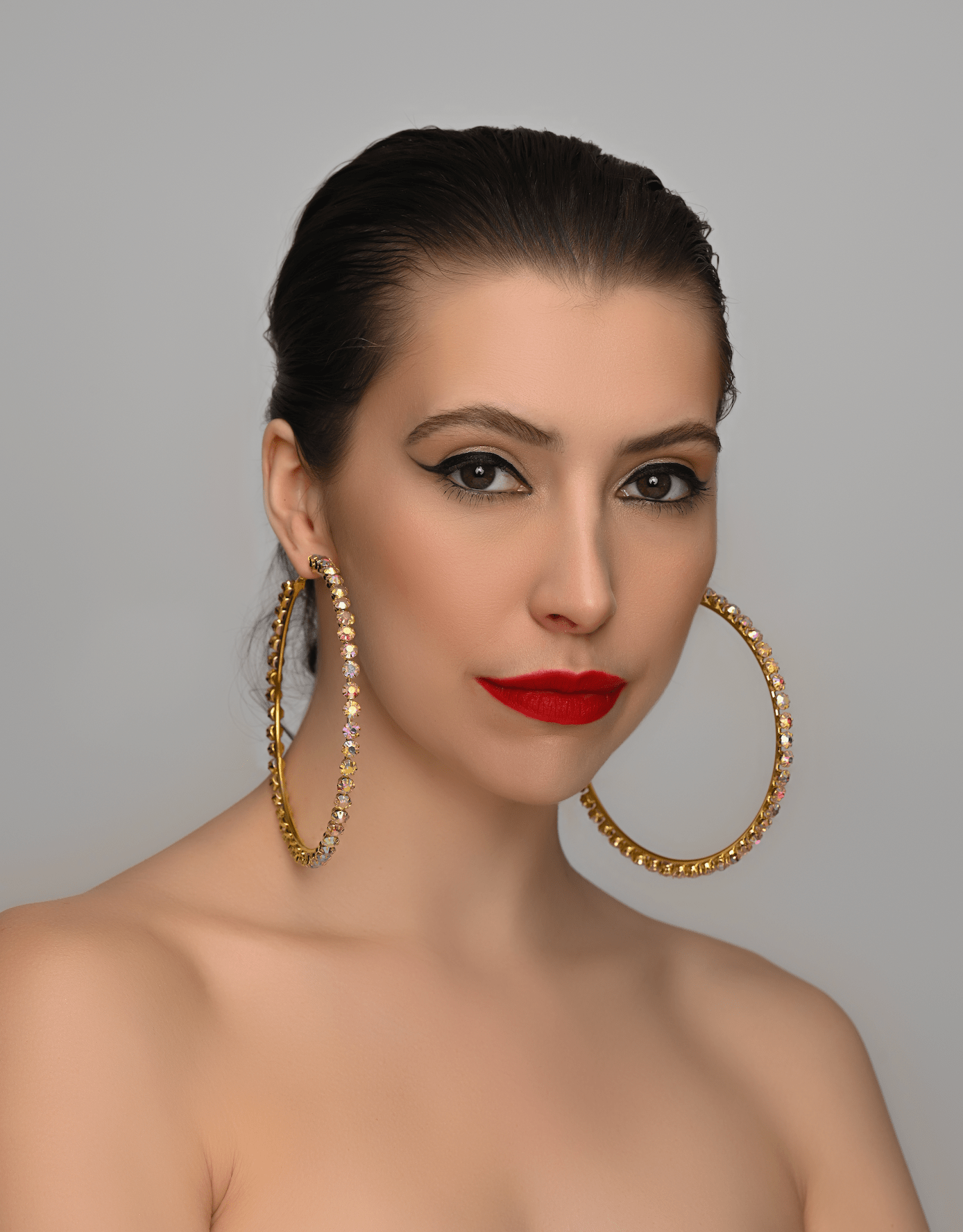 11CM Crystal Rhinestones Oversized Trendy Statement Hoop Earrings - Fatisha Boutique
