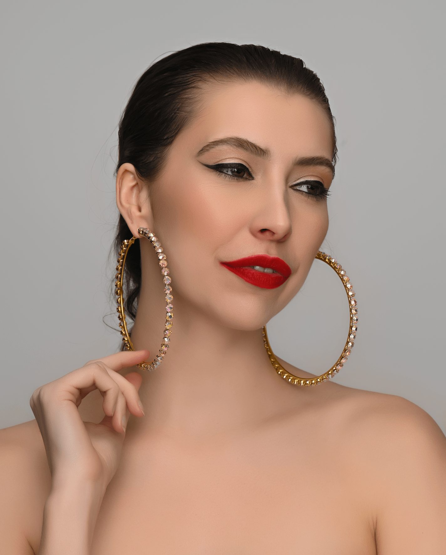 11CM Crystal Rhinestones Oversized Trendy Statement Hoop Earrings - Fatisha Boutique