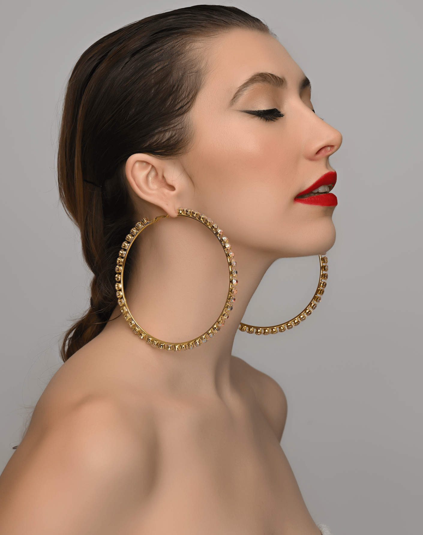 11CM Crystal Rhinestones Oversized Trendy Statement Hoop Earrings - Fatisha Boutique