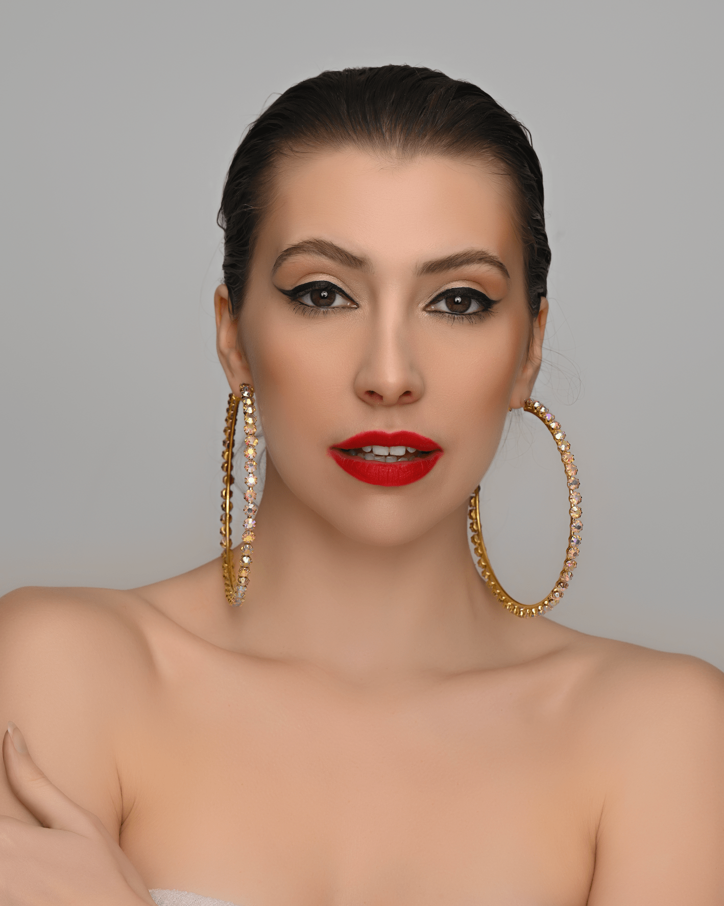 11CM Crystal Rhinestones Oversized Trendy Statement Hoop Earrings - Fatisha Boutique