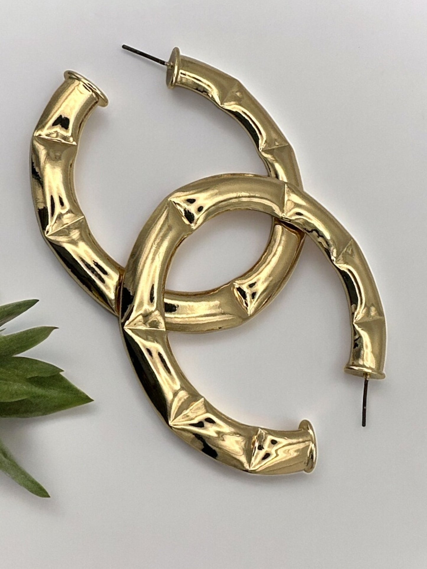 6CM Bamboo Style Statement Hoop Earrings - Fatisha Boutique