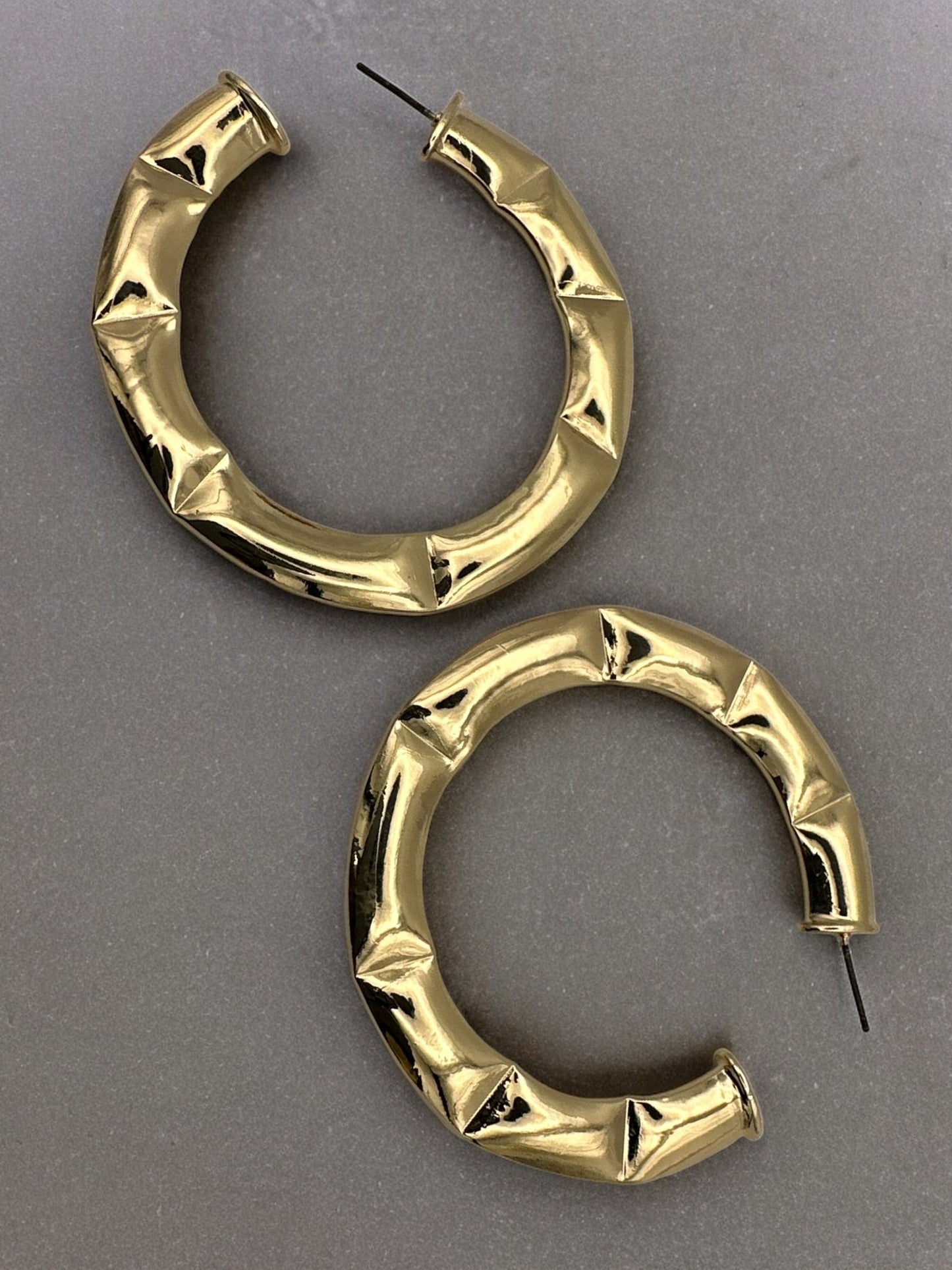 6CM Bamboo Style Statement Hoop Earrings - Fatisha Boutique