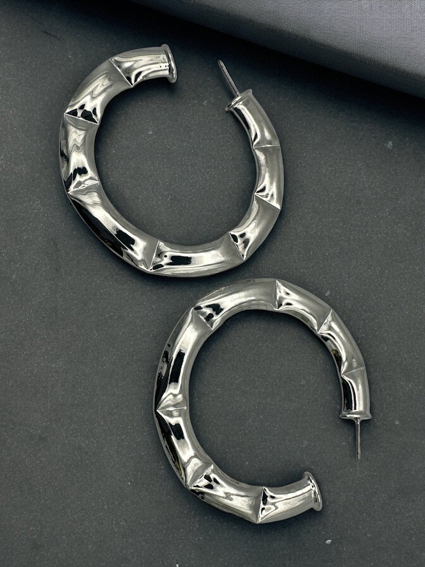 6CM Bamboo Style Statement Hoop Earrings - Fatisha Boutique