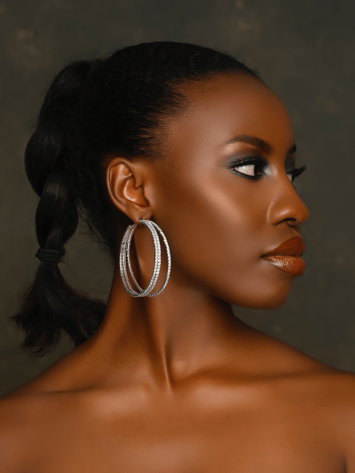 6CM Elegant Rhinestones Statement Hoop Earrings - Fatisha Boutique