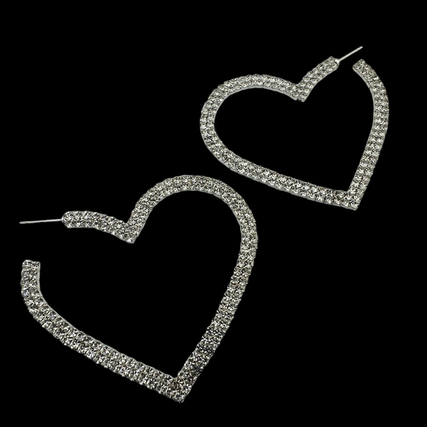 6CM Heart - Shaped Lightweight Rhinestone Earrings - Fatisha Boutique