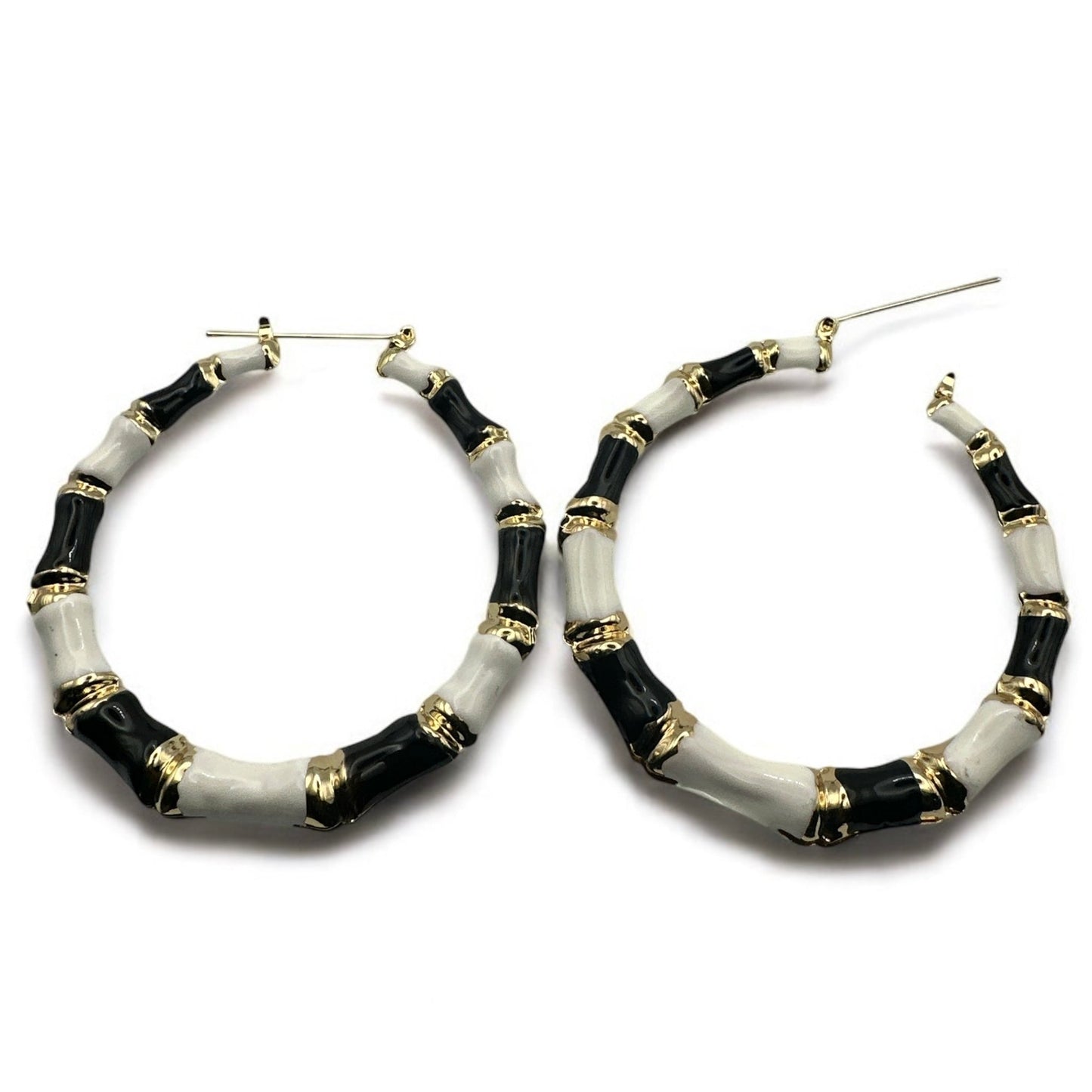7CM Chunky Bamboo Hoop Earrings – Retro Gold Statement Hoops – Lightweight & Trendy - Fatisha Boutique