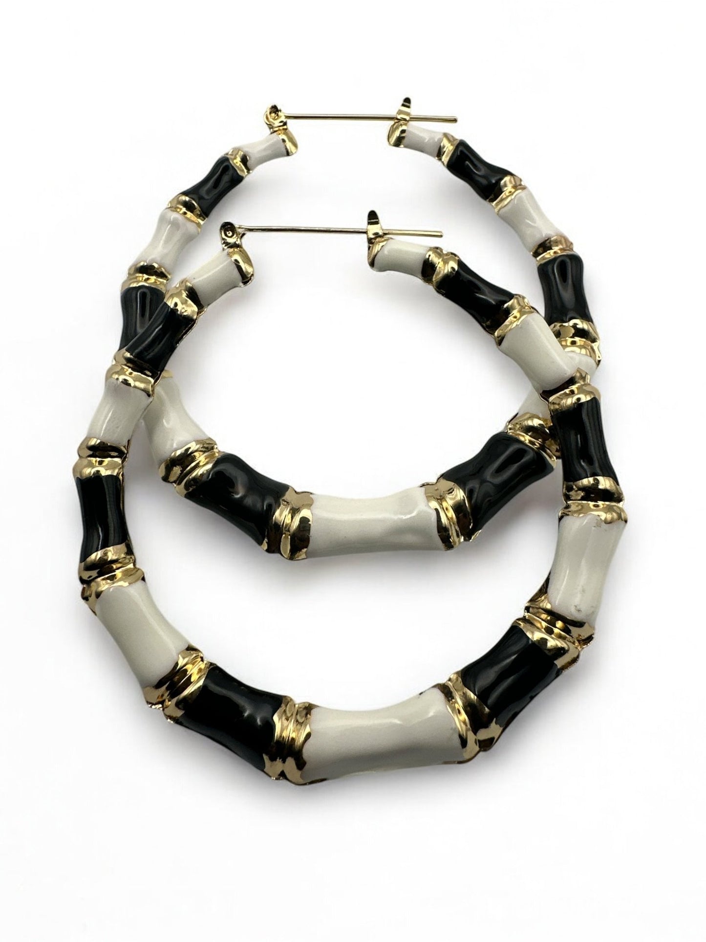 7CM Chunky Bamboo Hoop Earrings – Retro Gold Statement Hoops – Lightweight & Trendy - Fatisha Boutique