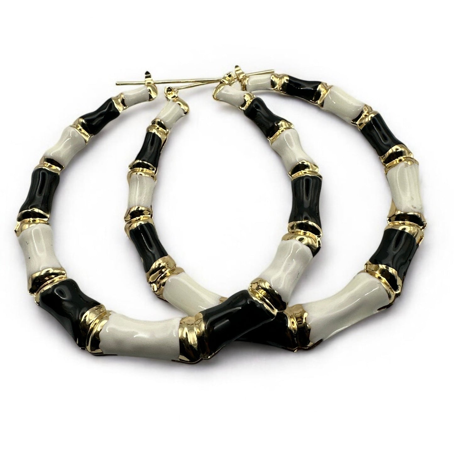 7CM Chunky Bamboo Hoop Earrings – Retro Gold Statement Hoops – Lightweight & Trendy - Fatisha Boutique