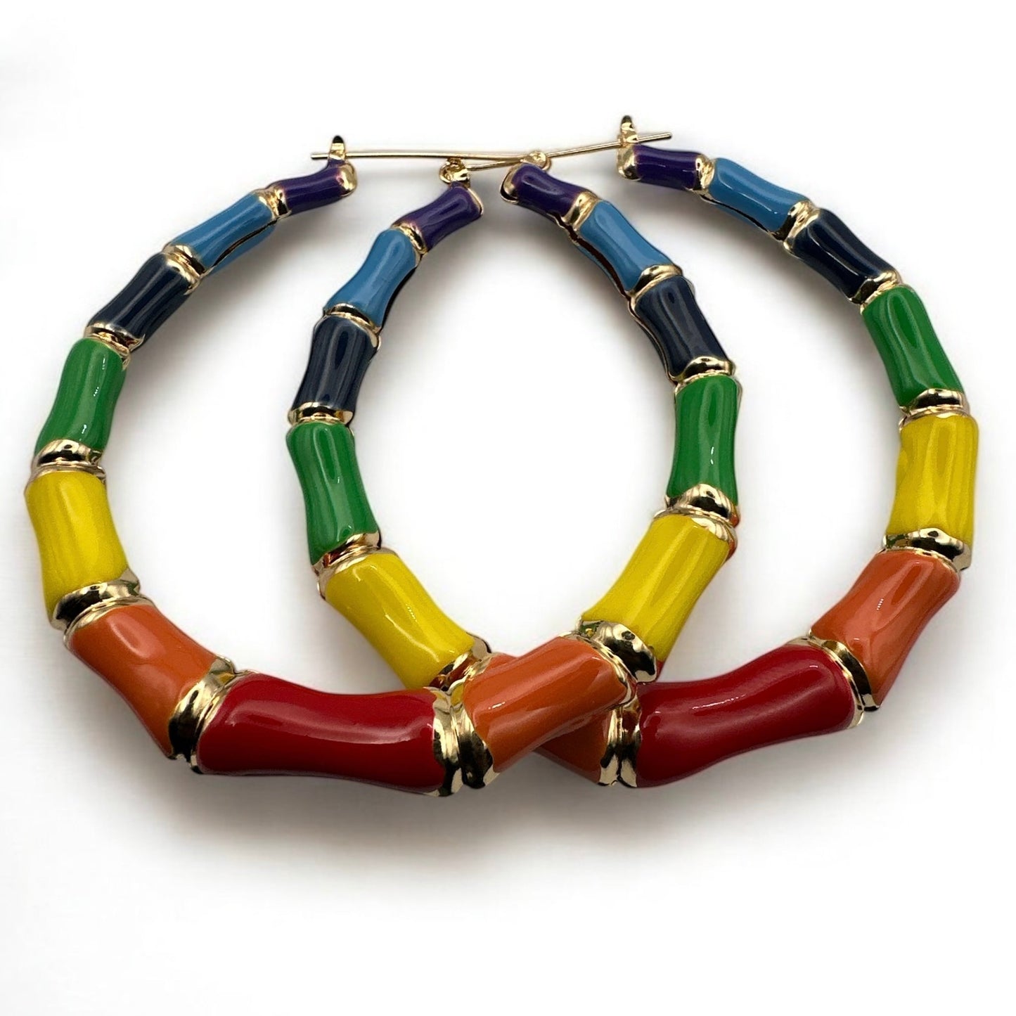 7CM Chunky Bamboo Hoop Earrings – Retro Gold Statement Hoops – Lightweight & Trendy - Fatisha Boutique