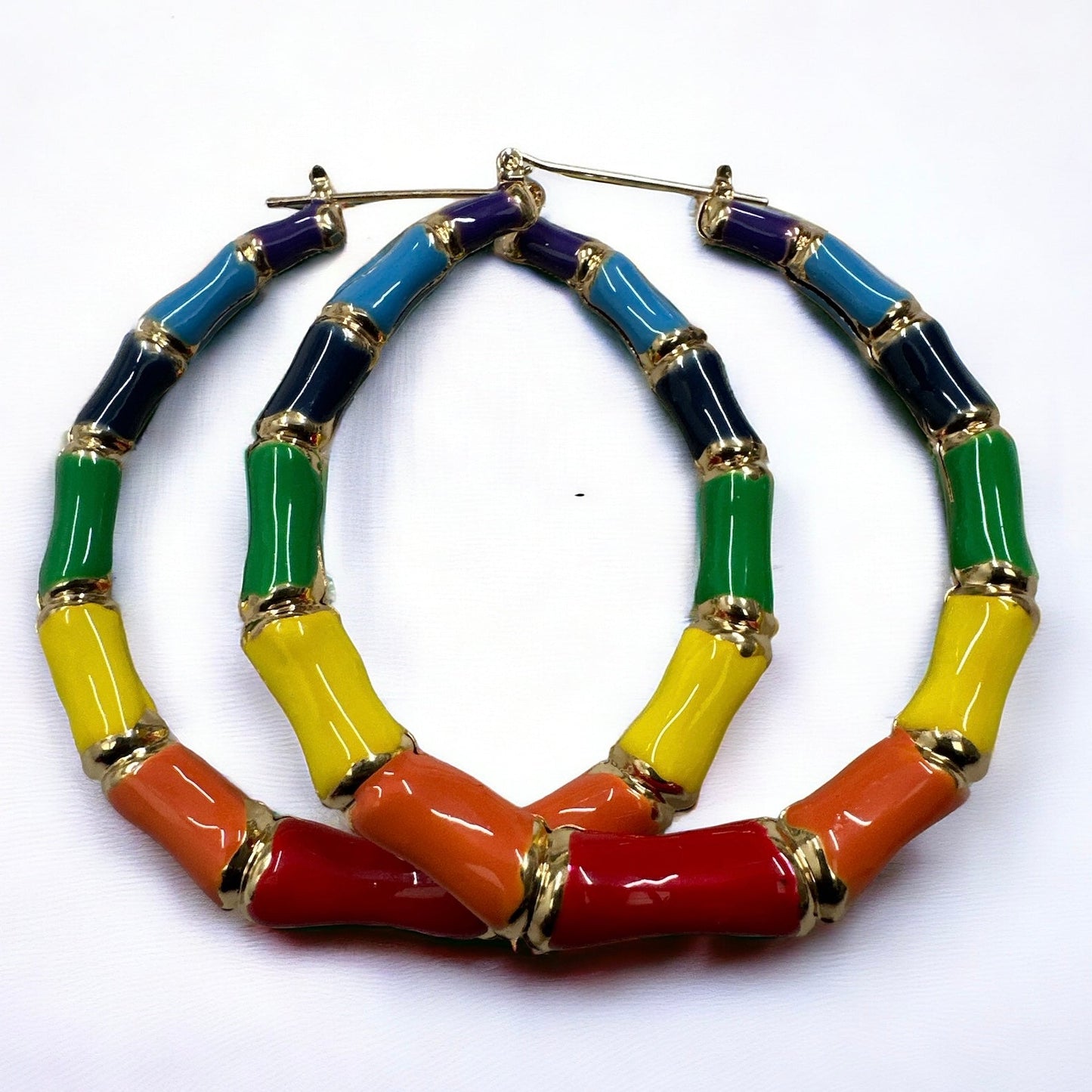 7CM Chunky Bamboo Hoop Earrings – Retro Gold Statement Hoops – Lightweight & Trendy - Fatisha Boutique