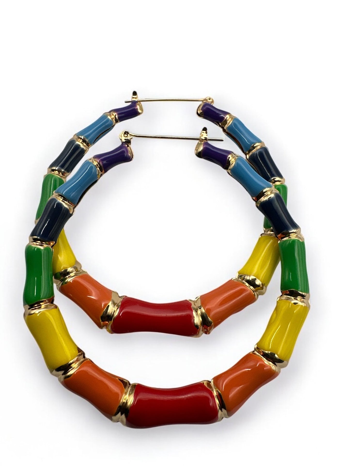 7CM Chunky Bamboo Hoop Earrings – Retro Gold Statement Hoops – Lightweight & Trendy - Fatisha Boutique
