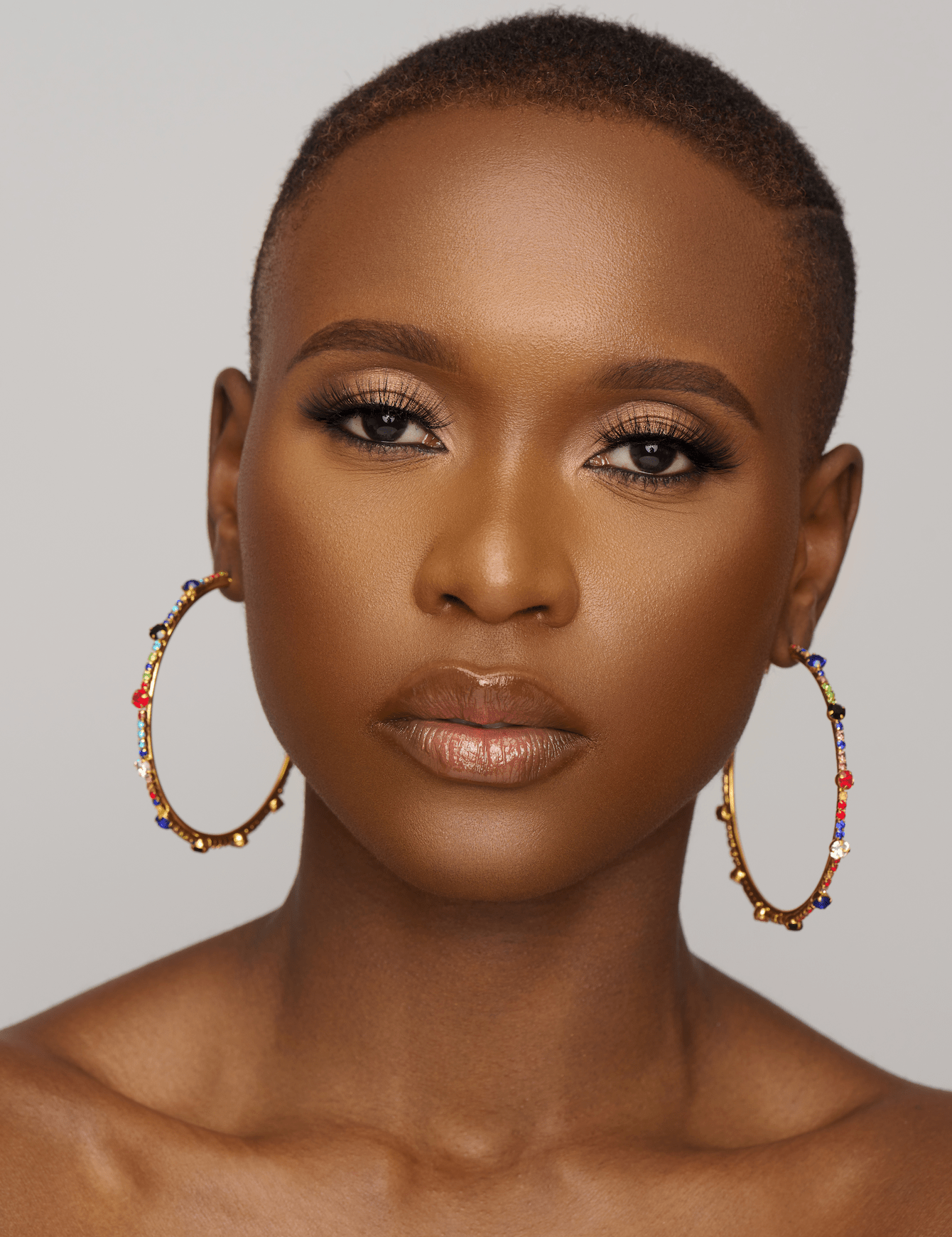 7CM Luxury Crystal Rhinestones Medium Statement Hoop Earrings - Fatisha Boutique