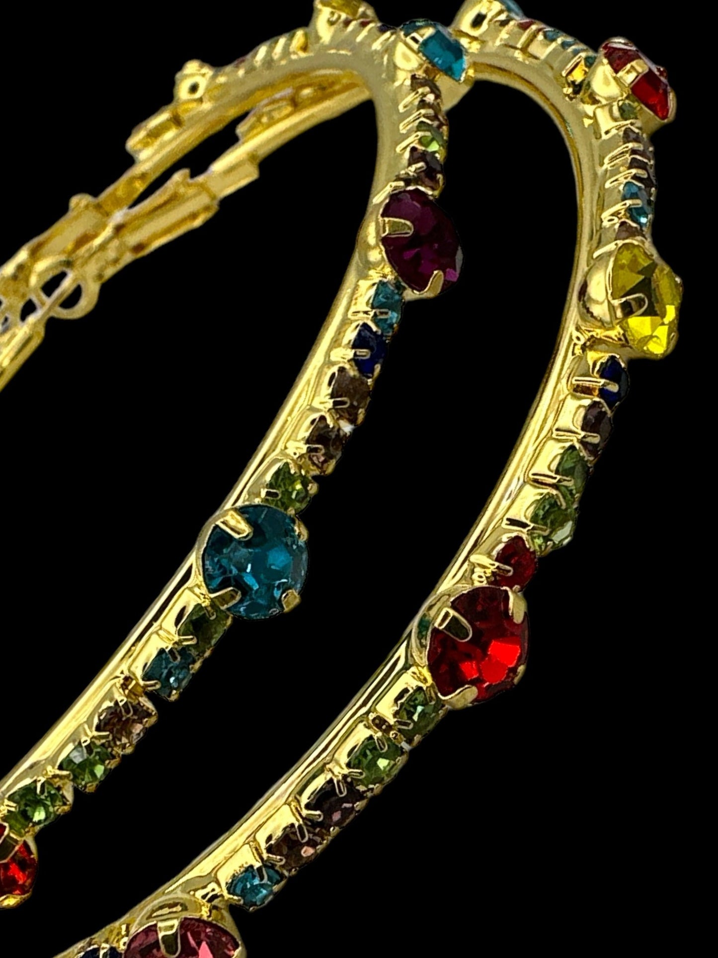 7CM Luxury Crystal Rhinestones Medium Statement Hoop Earrings - Fatisha Boutique