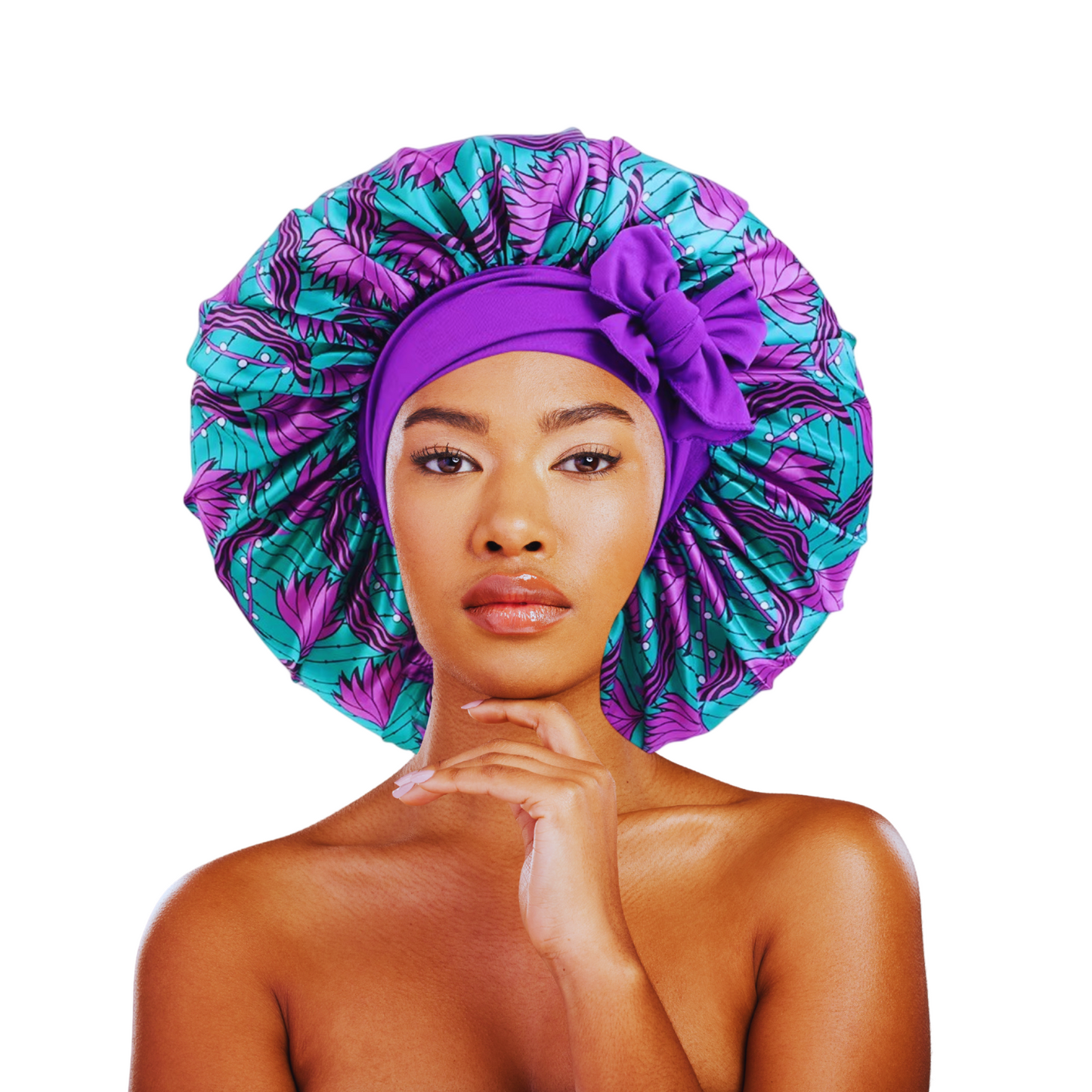 Ankara Print Satin Silk Bonnet Cap – Long Wide Tie | Single Layer | Hair Protection Night Cap