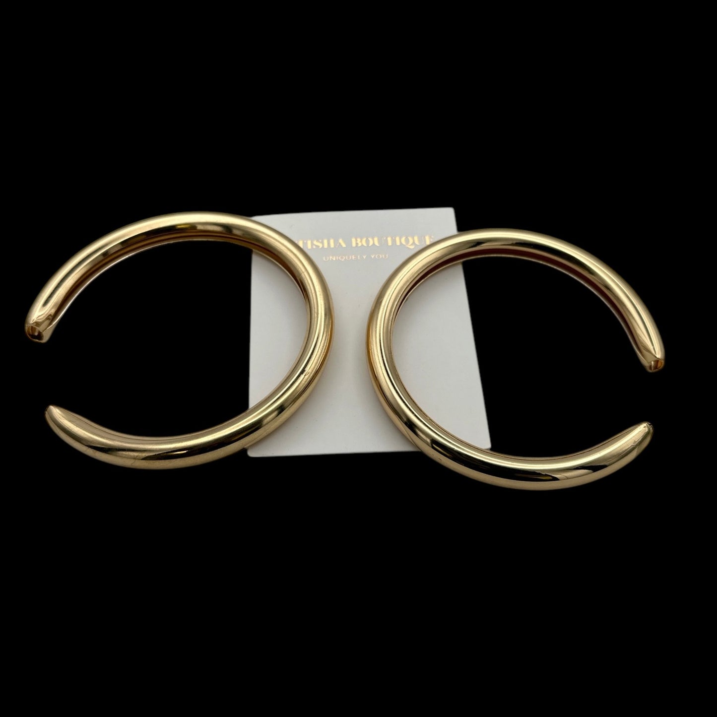 8CM Chunky Oversized Meniscus Stud Earrings – Bold Thick Metal Hoop Statement Jewelry in Gold & Silver - Fatisha Boutique