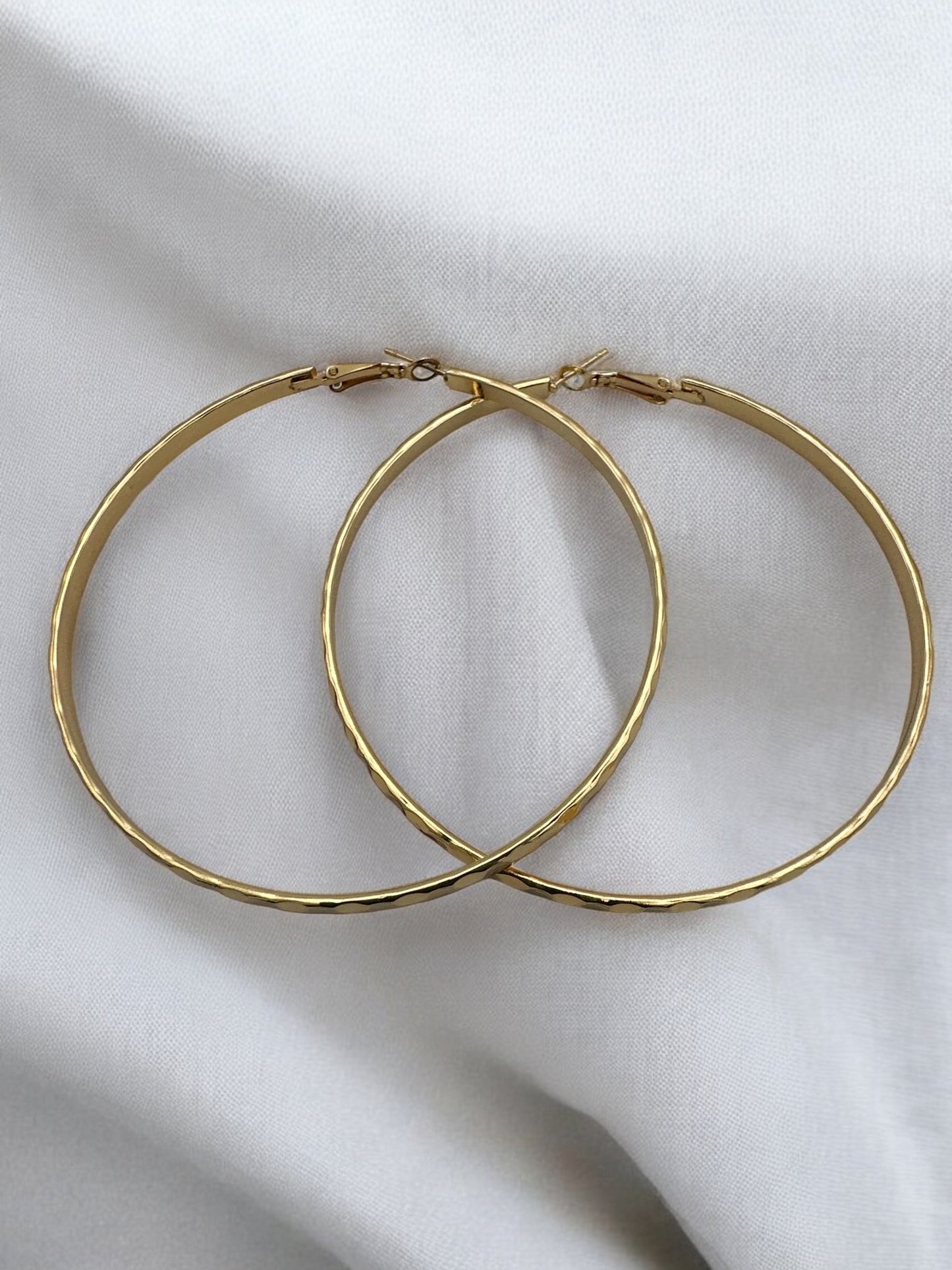 8cm Hammered Design Statement Hoop Earrings - Fatisha Boutique