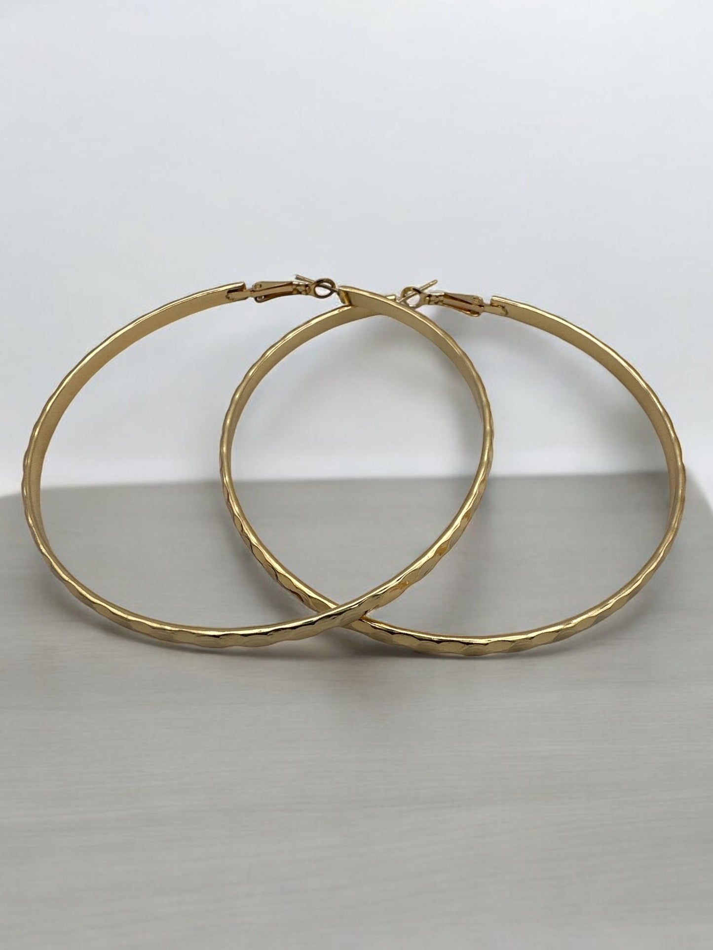 8cm Hammered Design Statement Hoop Earrings - Fatisha Boutique