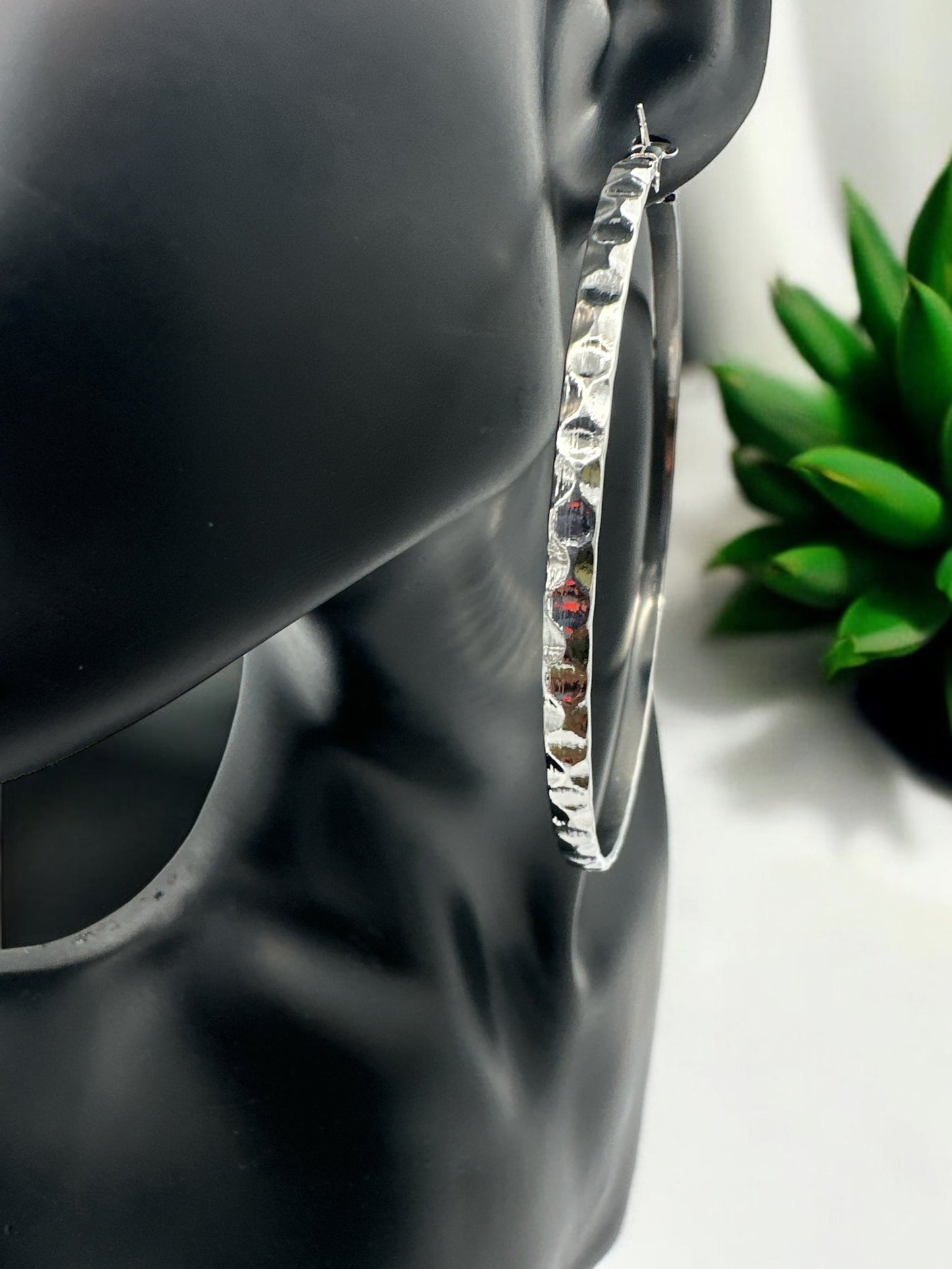 8cm Hammered Design Statement Hoop Earrings - Fatisha Boutique