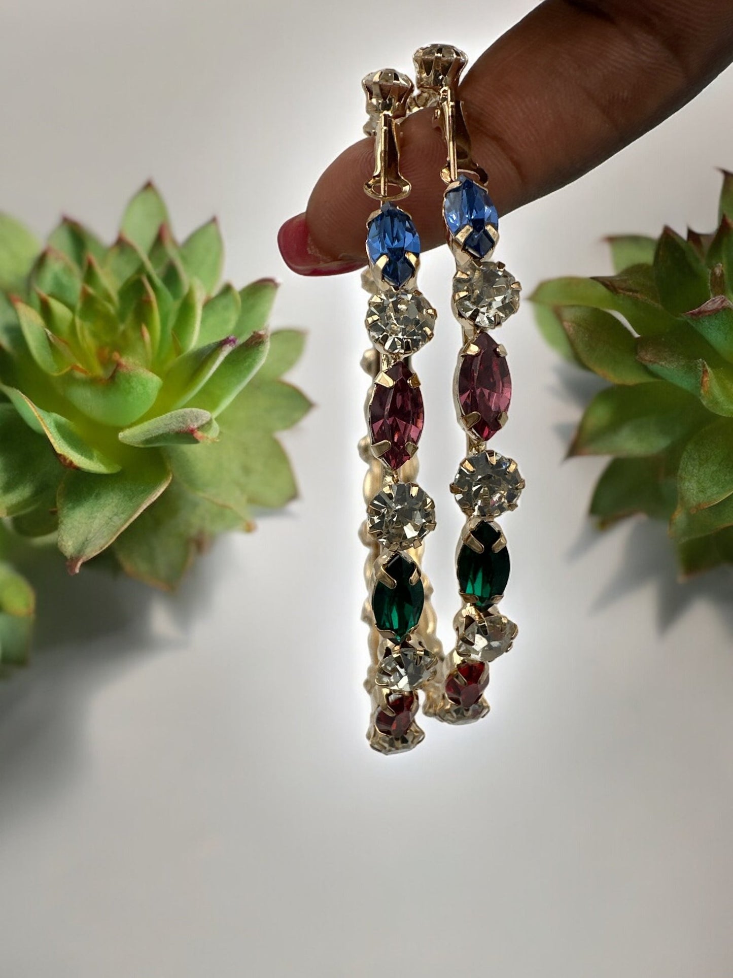 8CM Luxury Rhinestones Medium Statement Hoop Earrings - Fatisha Boutique
