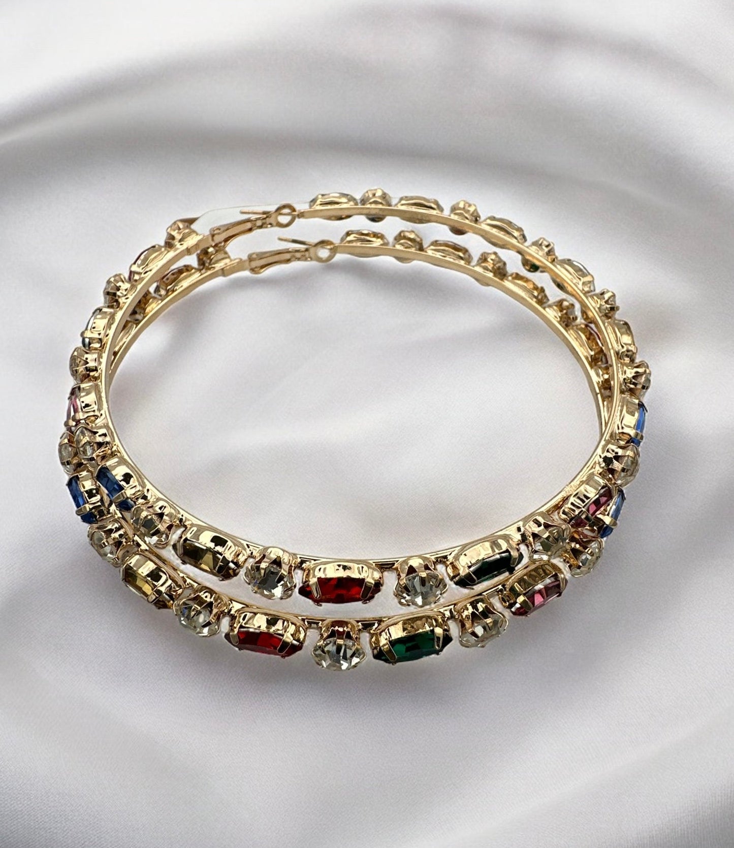 8CM Luxury Rhinestones Medium Statement Hoop Earrings - Fatisha Boutique