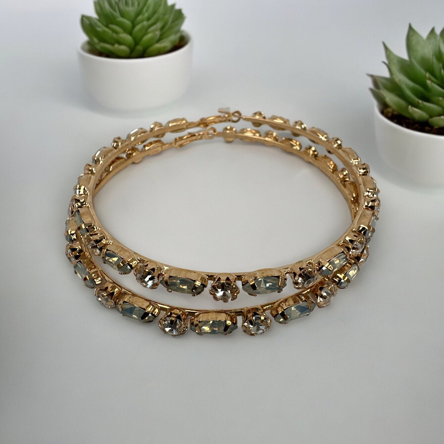 8CM Luxury Rhinestones Medium Statement Hoop Earrings - Fatisha Boutique
