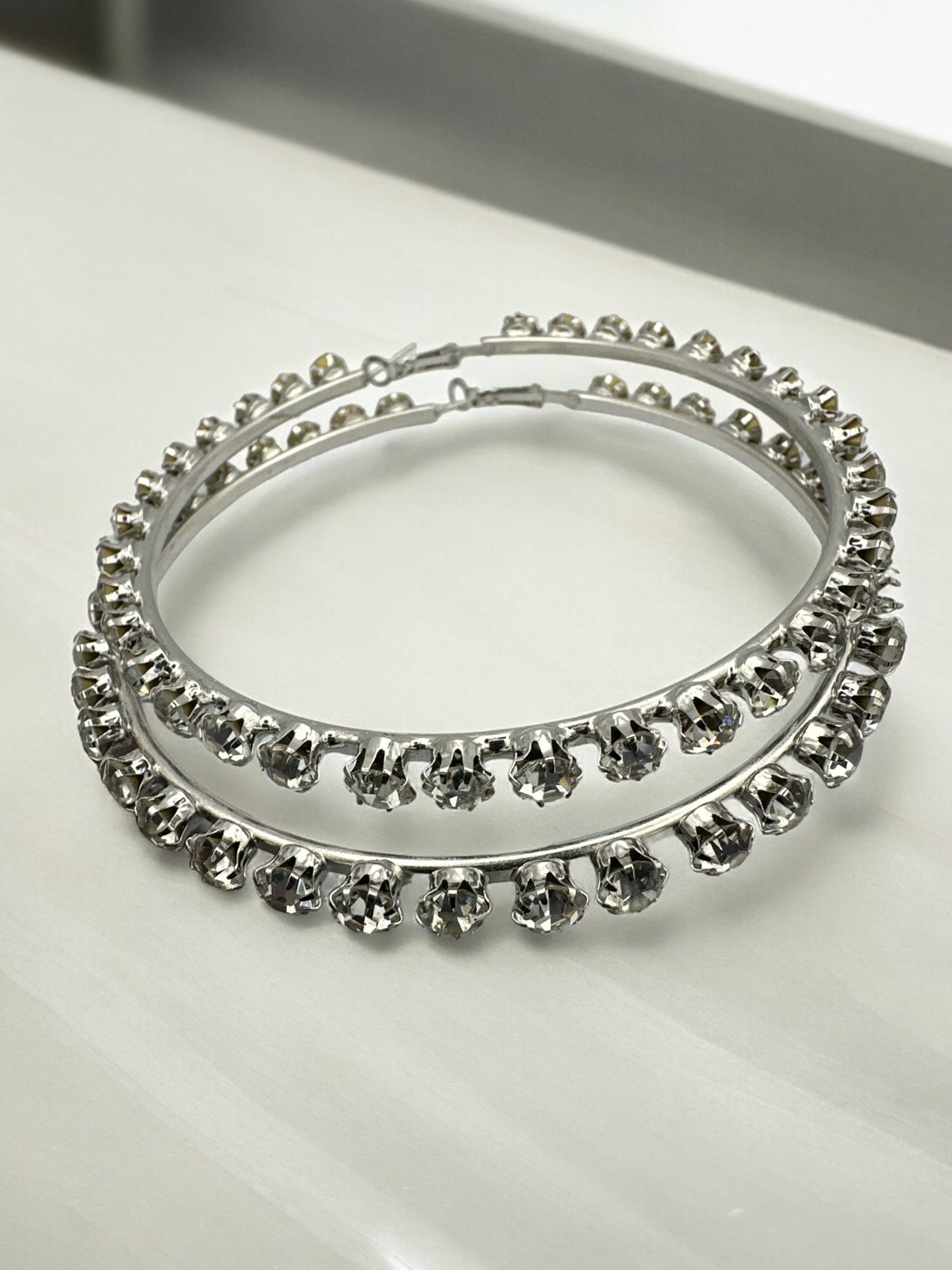 9CM Crystal Rhinestones Oversized Trendy Statement Hoop Earrings - Fatisha Boutique
