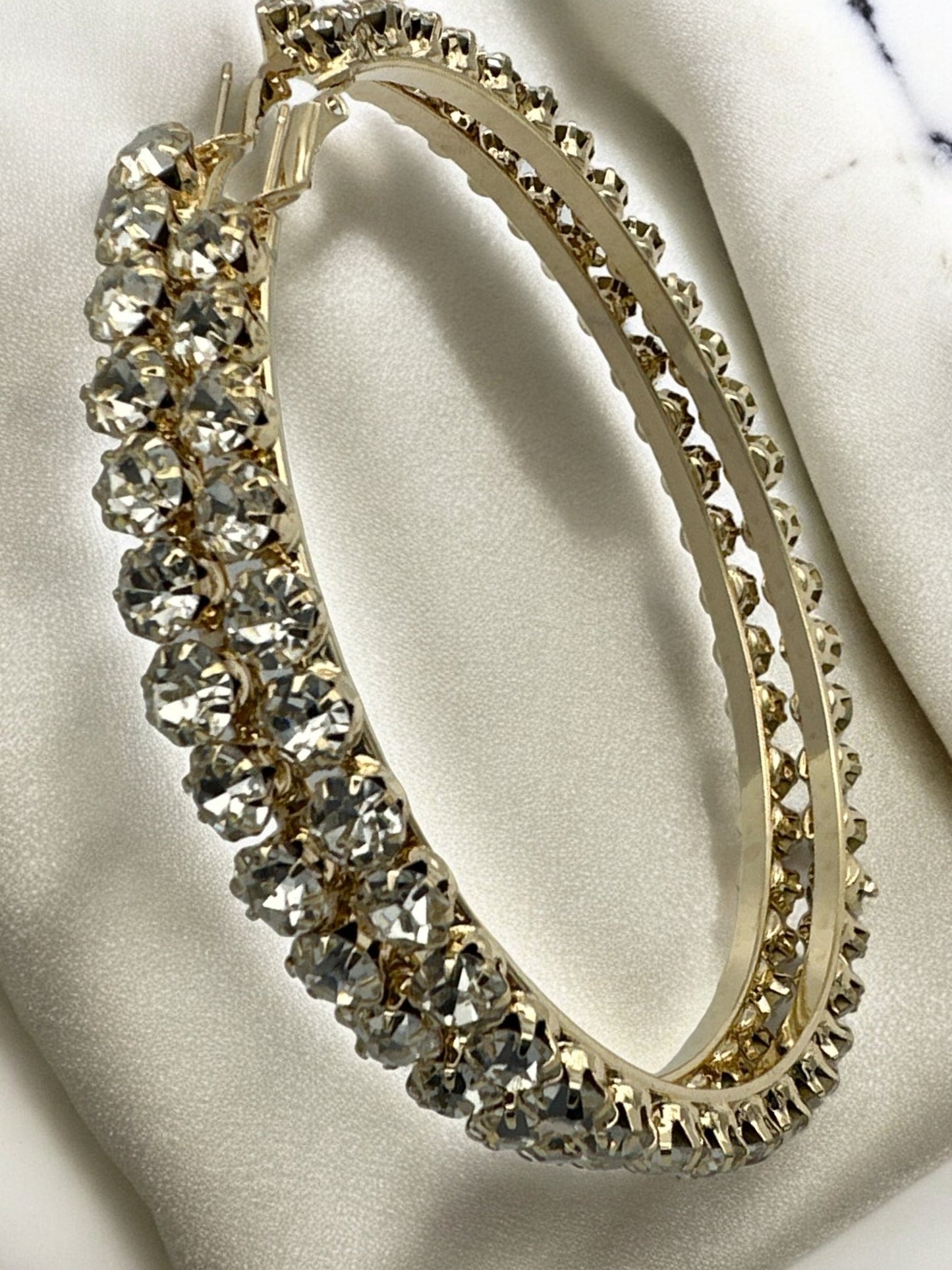 9CM Crystal Rhinestones Oversized Trendy Statement Hoop Earrings - Fatisha Boutique