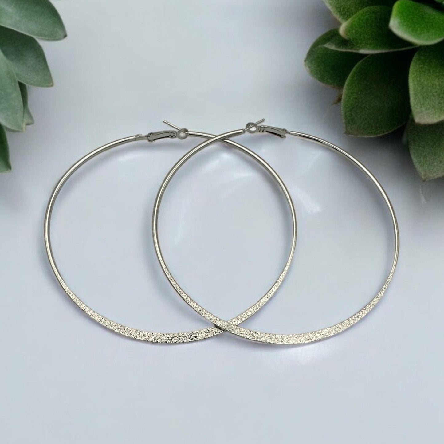 9cm Engraved Hoop Earrings - Elegant Large Statement Jewellery - Fatisha Boutique