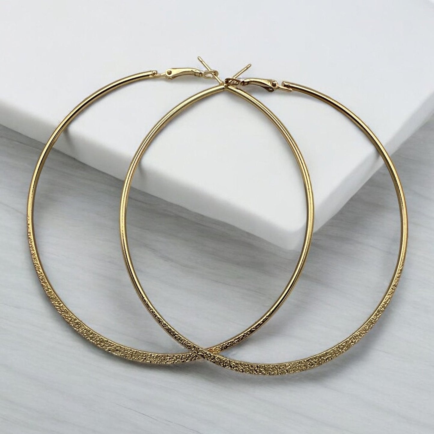9cm Engraved Hoop Earrings - Elegant Large Statement Jewellery - Fatisha Boutique