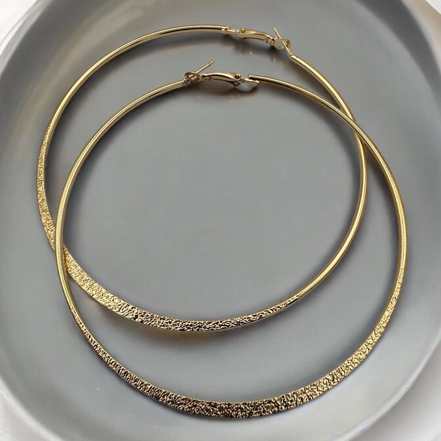 9cm Engraved Hoop Earrings - Elegant Large Statement Jewellery - Fatisha Boutique