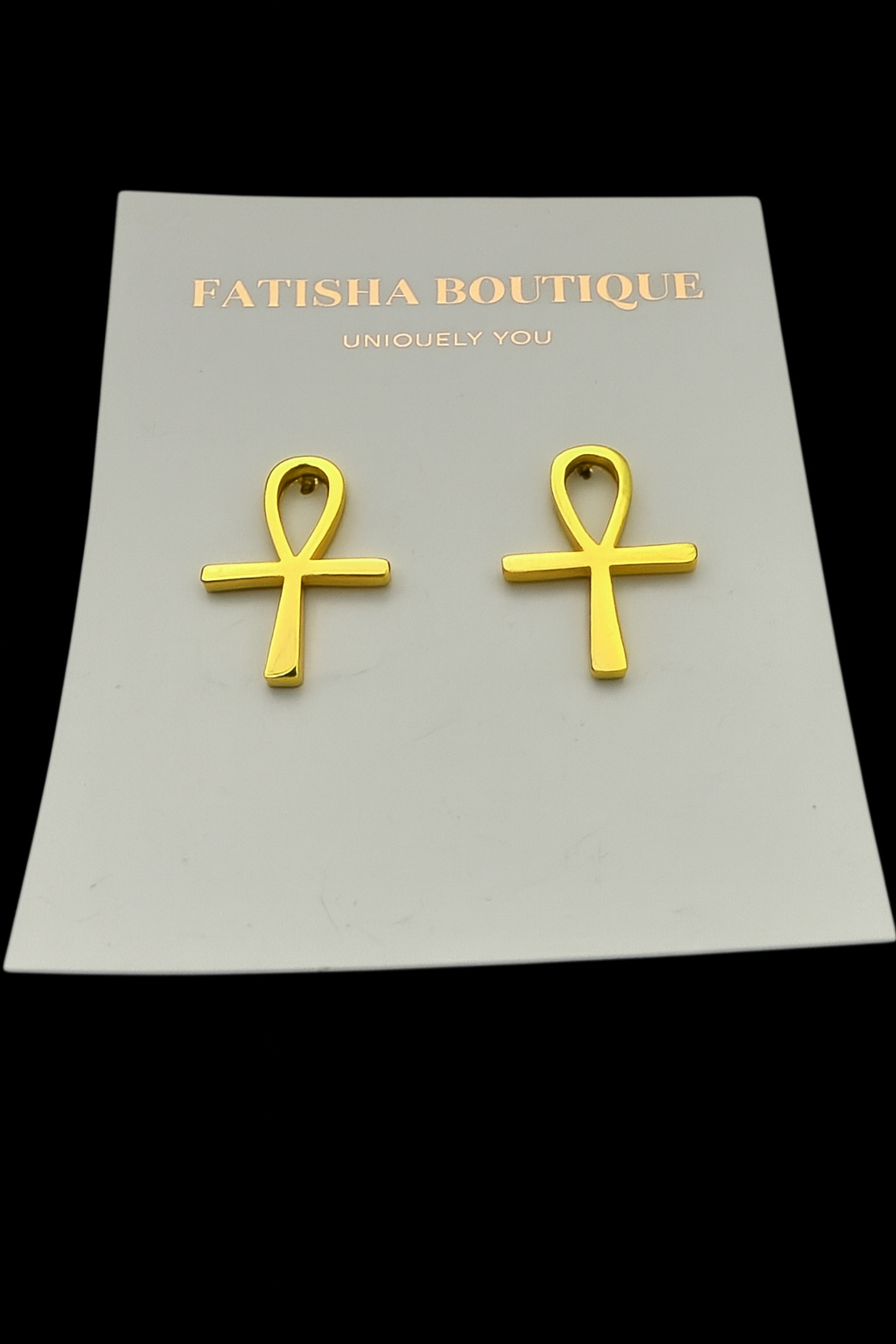 Small Ankh Cross Stud Earrings | Stainless Steel Egyptian Symbol Jewellery - Fatisha Boutique #
