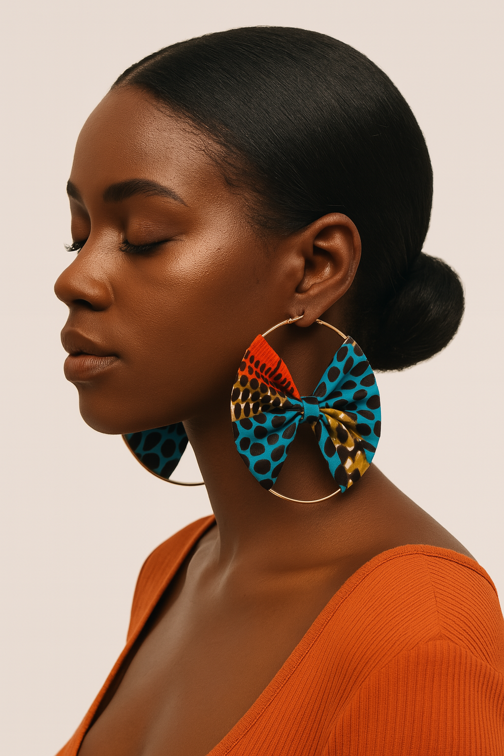 Bold African Print Hoop Earrings – 8cm Ankara Fabric Statement Jewellery - Fatisha Boutique #