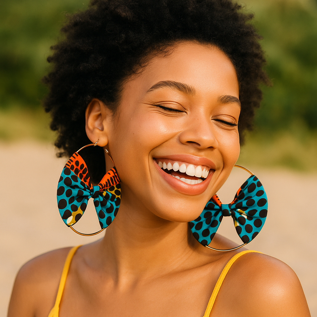Bold African Print Hoop Earrings – 8cm Ankara Fabric Statement Jewellery - Fatisha Boutique #