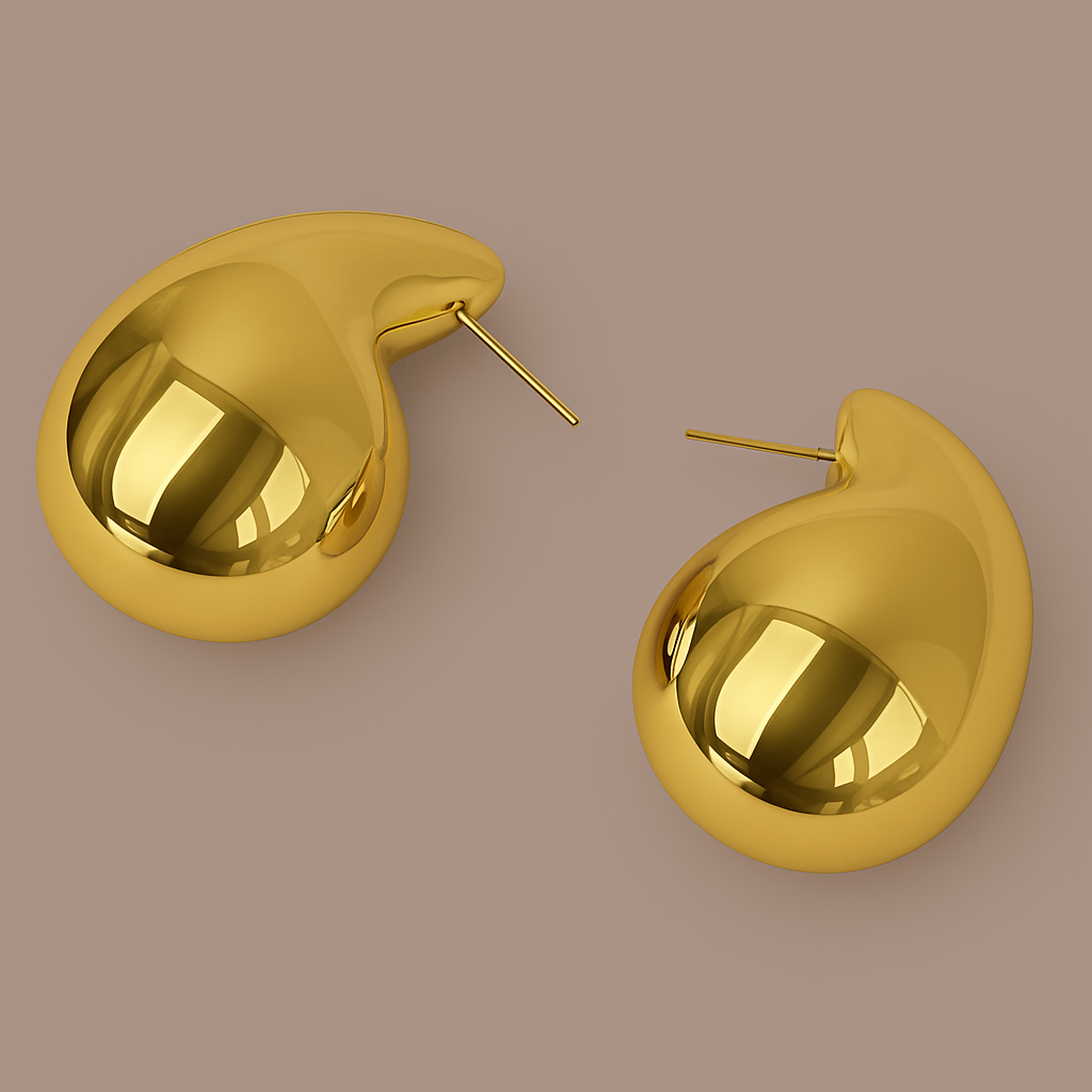 Bold Modern Teardrop Stud Earrings – Sculptural Gold & Silver Statement Jewellery - Fatisha Boutique #