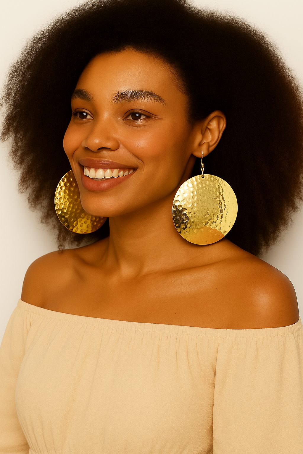 Oversized Hammered Gold Earrings – Bold African Fashion Statement Jewellery - Fatisha Boutique #