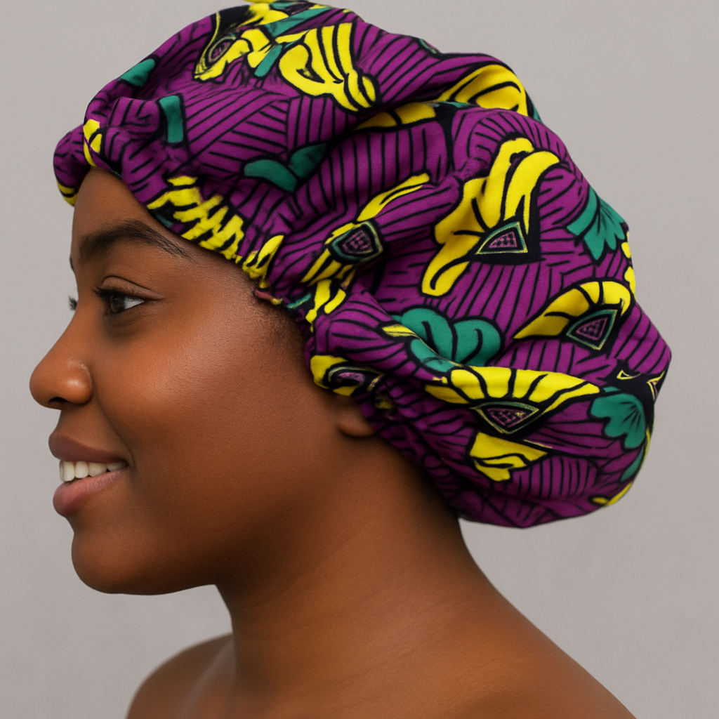 Adjustable Double-Layered Reversible Ankara Satin Silk Bonnet Caps – Stylish & Protective Hair Care - Fatisha Boutique #
