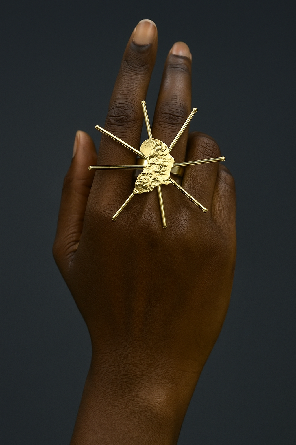Bold Sculptural African Map Statement Ring – Adjustable Brass Afrocentric Jewellery - Fatisha Boutique #